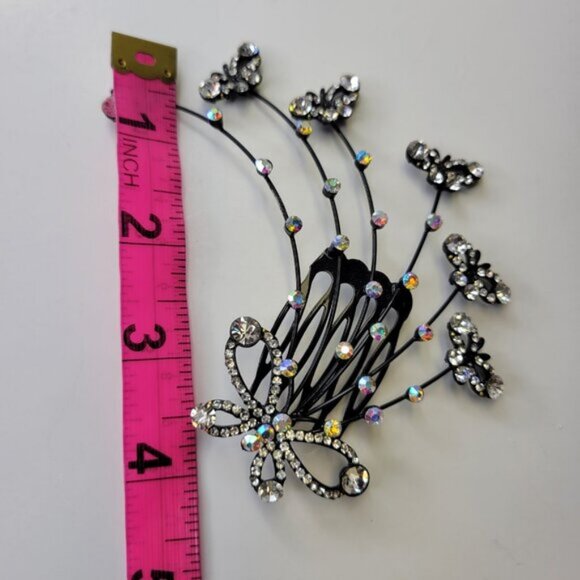 Crystal Studded Butterfly Hair Comb Wedding HairComb Bridal HairClip - Picture 8 of 10